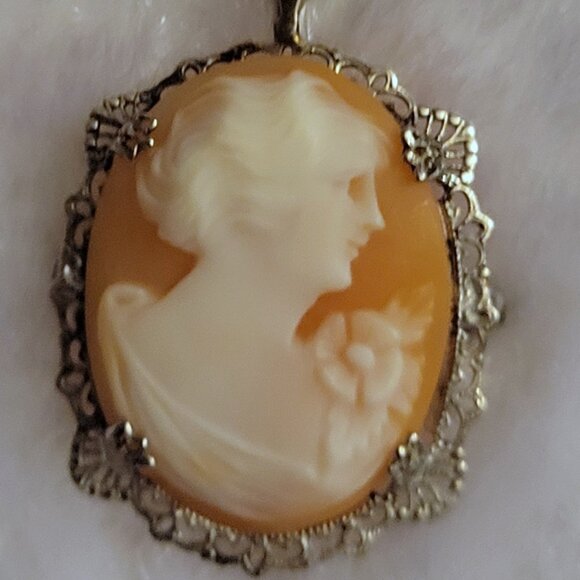 Cameo Pendant & Pin in Filigree Silver - Picture 1 of 4